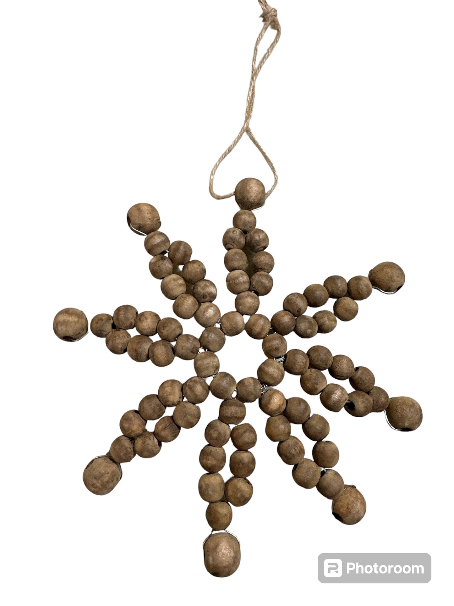 Wood Beaded Snowflake Ornament