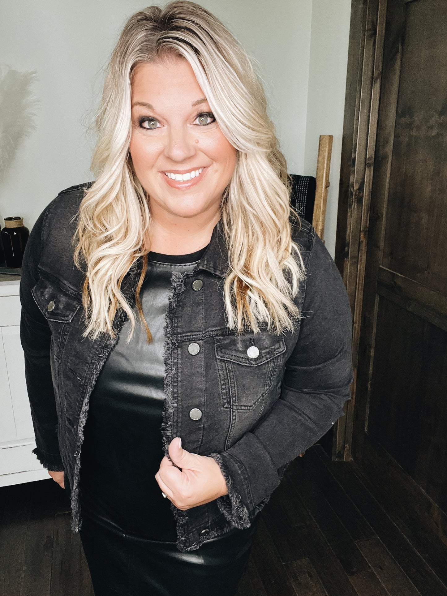 Black Jean Jacket with Graffiti Print