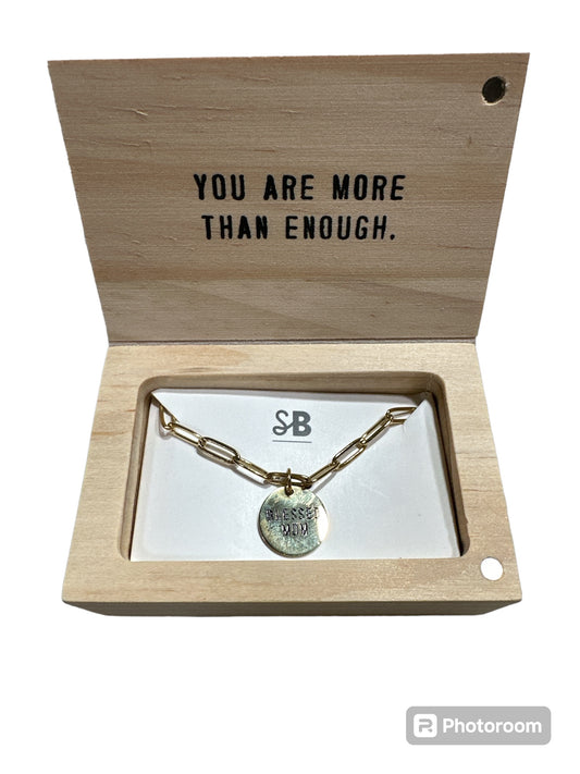 Link Chain Charm Necklace - Blessed Mom