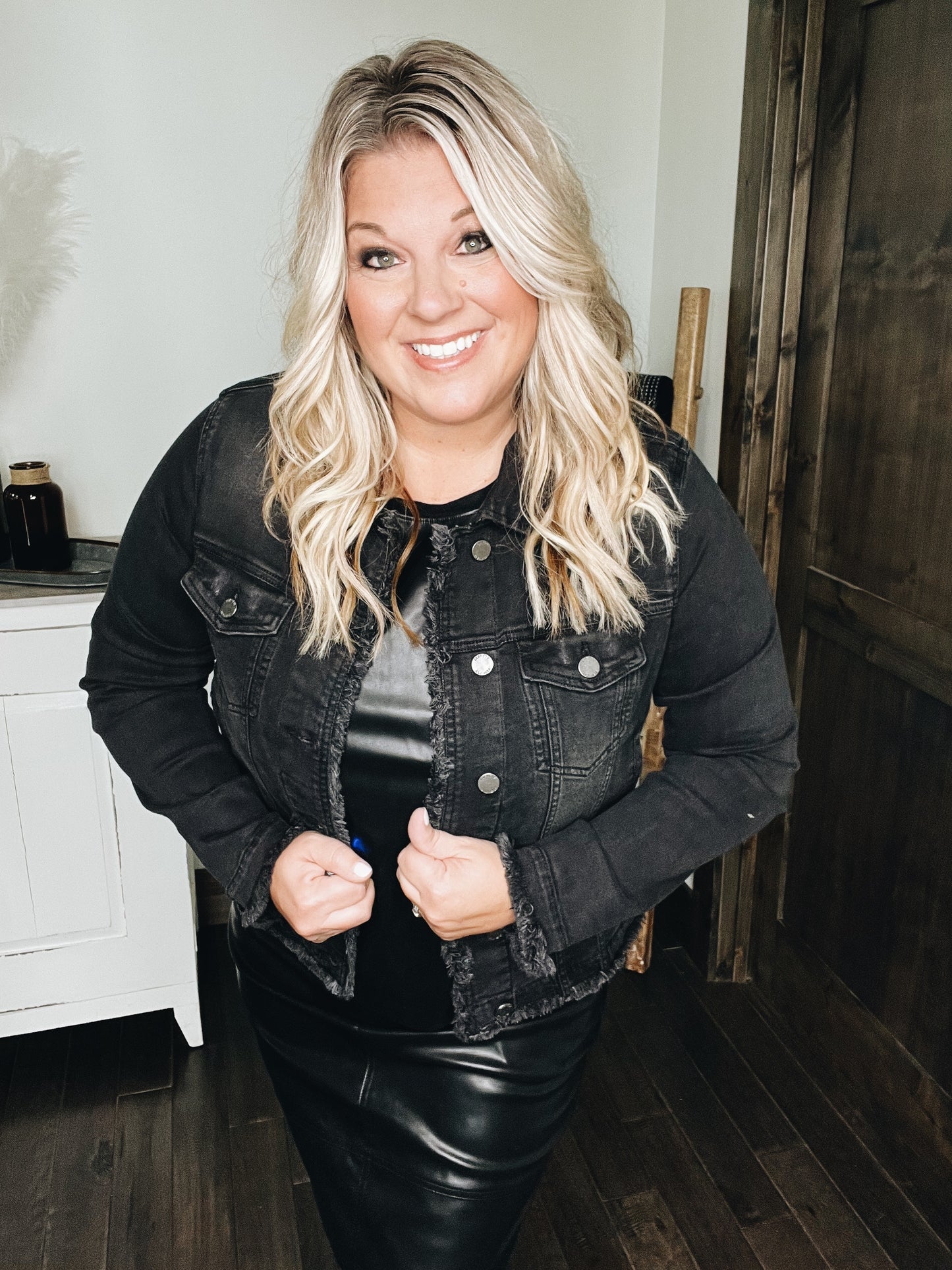 Black Jean Jacket with Graffiti Print