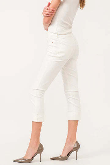 Blaire High Rise Cuffed Slim Straight Jeans White