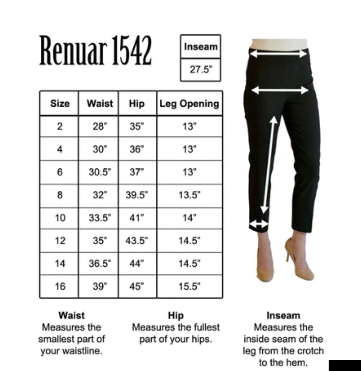 Renuar Cigarette Style Woven Pant, Black