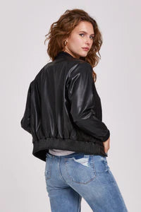 COLBY MIX MEDIA BOMBER JACKET BLACK