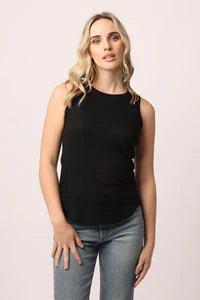 CLEO RIBBED TANK BLACK