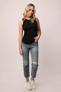 CLEO RIBBED TANK BLACK