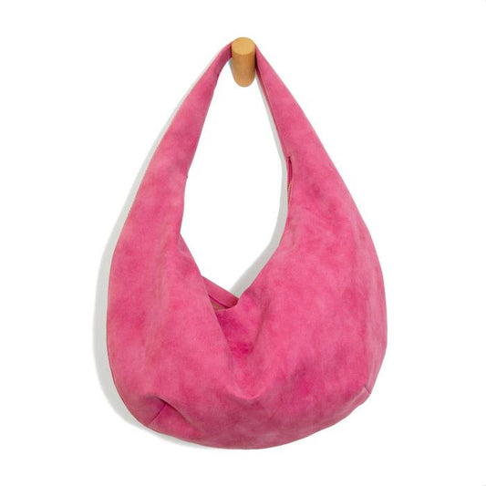 FUCHSIA BIANCA SOFT CRESCENT SHOULDER BAG